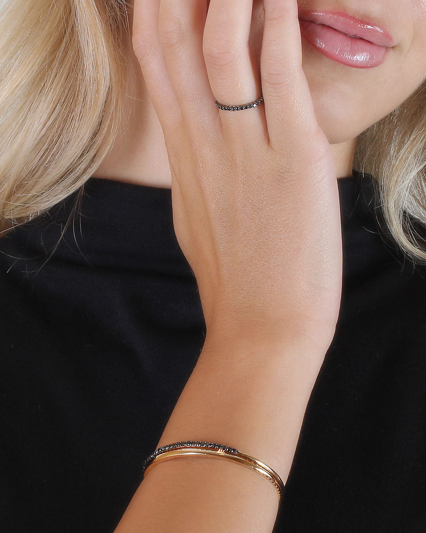 Black Wedding Band, Round, 0.02