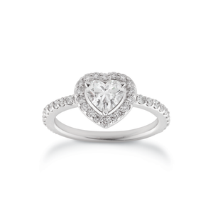 Bague de fiançailles, taille cœur, en or blanc par George Hakim