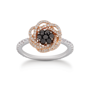 Bague Bloom, petit modèle, en or blanc et rose par George Hakim