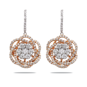 Boucles d’oreilles Bloom, grand modèle, en or blanc et rose par George Hakim