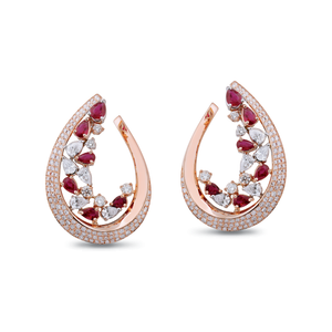 Boucles d’oreilles Céleste Lunaire en or blanc et rose par George Hakim