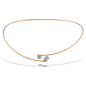 Collier Echo Rond et Poire en or blanc et rose par George Hakim