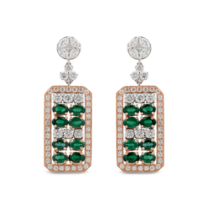 Boucles d’oreilles La Tablette Verte en or blanc et rose par George Hakim