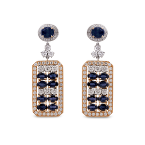 Boucles d’oreilles La Tablette Bleue en or blanc et rose par George Hakim
