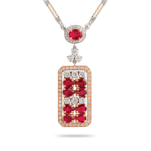 Pendentif La Tablette Rouge en or blanc et rose par George Hakim