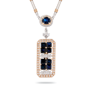 Pendentif La Tablette Bleue en or blanc et rose par George Hakim