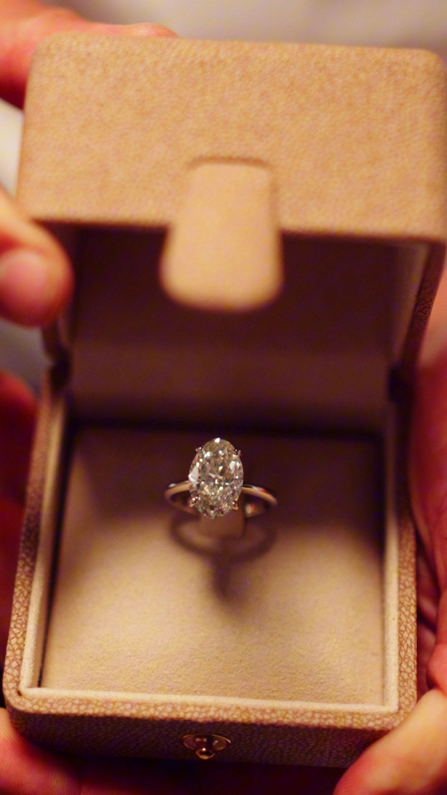 Film still from Chapter Three: a ring presented in an open box.